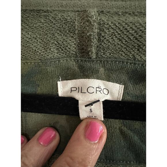 PILCRO Anthropologie Camo Reworked Popover V-Neck Boxy Hi-Low Sweatshirt - Sz S - Picture 4 of 9